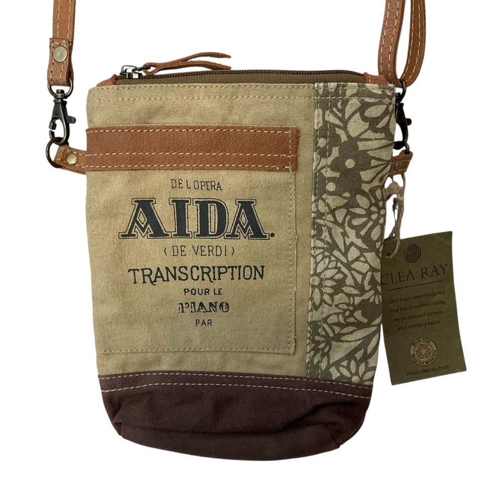 CLEA RAY Small Crossbody bag - The Aida Passport Handmade Repurposed Military - Picture 6 of 8